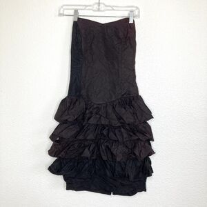 Vintage Young Lady New York Dress Womens Medium Ruffle Tiered Party USA 80s